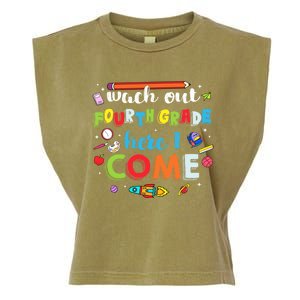 Heart Watch Out Fourth Grade Here I Come Back To School Funny Gift Garment-Dyed Women's Muscle Tee