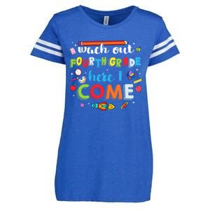 Heart Watch Out Fourth Grade Here I Come Back To School Funny Gift Enza Ladies Jersey Football T-Shirt