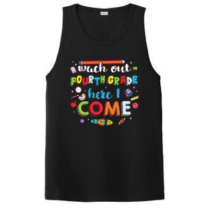 Heart Watch Out Fourth Grade Here I Come Back To School Funny Gift PosiCharge Competitor Tank