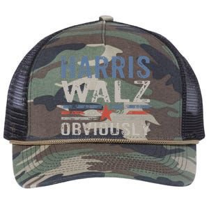 Harris Walz Obviously 2024 Harris Tim Walz Waltz 2024 Gift Retro Rope Trucker Hat Cap