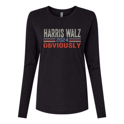 Harris Walz. Obviously. Kamala Harris Tim Walz (Waltz) 2024 Womens Cotton Relaxed Long Sleeve T-Shirt