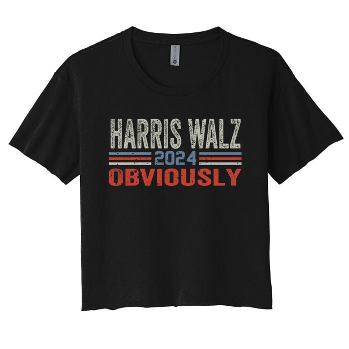 Harris Walz. Obviously. Kamala Harris Tim Walz (Waltz) 2024 Women's Crop Top Tee