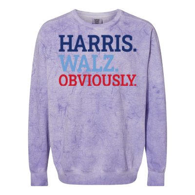 Harris Walz Obviously 2024 Colorblast Crewneck Sweatshirt