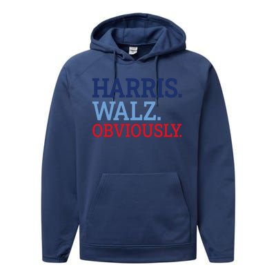 Harris Walz Obviously 2024 Performance Fleece Hoodie