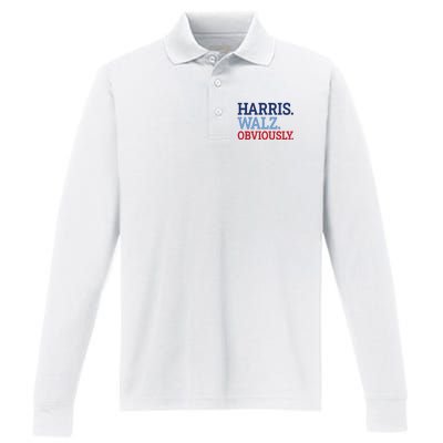 Harris Walz Obviously 2024 Performance Long Sleeve Polo