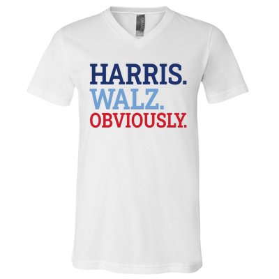 Harris Walz Obviously 2024 V-Neck T-Shirt