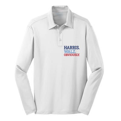 Harris Walz Obviously 2024 Silk Touch Performance Long Sleeve Polo