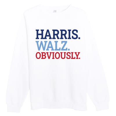 Harris Walz Obviously 2024 Premium Crewneck Sweatshirt