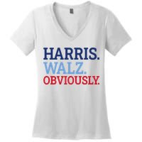 Harris Walz Obviously 2024 Women's V-Neck T-Shirt
