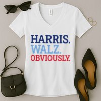 Harris Walz Obviously 2024 Women's V-Neck T-Shirt