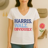 Harris Walz Obviously 2024 Women's V-Neck T-Shirt