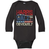 Harris Walz Obviously! Harris Waltz 2024 Election Gift Baby Long Sleeve Bodysuit