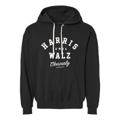 Harris Walz Obviously 2024 Elegant Minimalist Garment-Dyed Fleece Hoodie