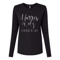 Harris Walz Obviously Won Election President Harris Winner Womens Cotton Relaxed Long Sleeve T-Shirt