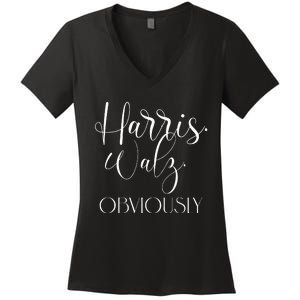 Harris Walz Obviously Won Election President Harris Winner Women's V-Neck T-Shirt