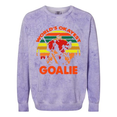 Hockey Worlds Okayest Goalie Vintage Colorblast Crewneck Sweatshirt