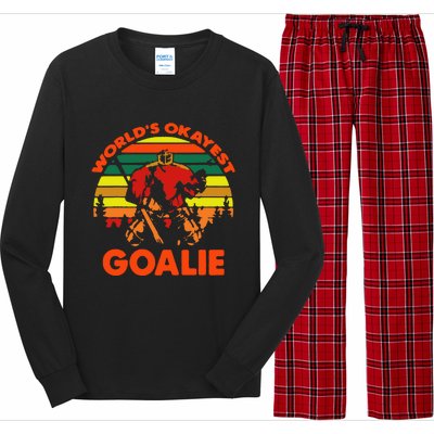 Hockey Worlds Okayest Goalie Vintage Long Sleeve Pajama Set