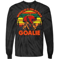 Hockey Worlds Okayest Goalie Vintage Tie-Dye Long Sleeve Shirt