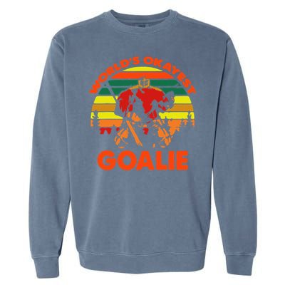 Hockey Worlds Okayest Goalie Vintage Garment-Dyed Sweatshirt