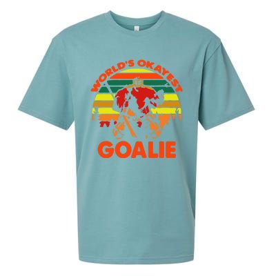 Hockey Worlds Okayest Goalie Vintage Sueded Cloud Jersey T-Shirt