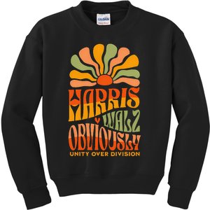 Harris Walz Obviously Unity Over Division Harris Walz 2024 Gift Kids Sweatshirt