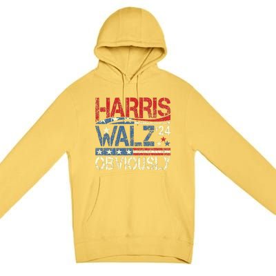 Harris Walz Obviously! Harris Waltz 2024 Election Premium Pullover Hoodie