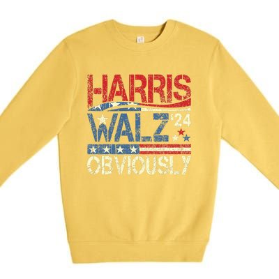 Harris Walz Obviously! Harris Waltz 2024 Election Premium Crewneck Sweatshirt