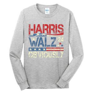 Harris Walz Obviously! Harris Waltz 2024 Election Tall Long Sleeve T-Shirt