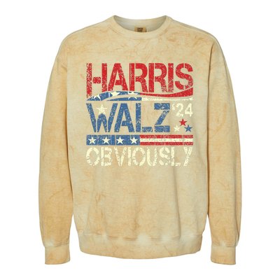 Harris Walz Obviously! Harris Waltz 2024 Election Colorblast Crewneck Sweatshirt