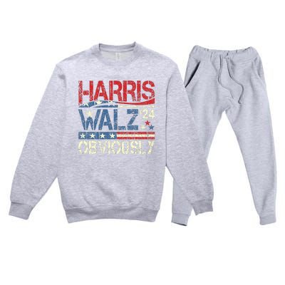 Harris Walz Obviously! Harris Waltz 2024 Election Premium Crewneck Sweatsuit Set