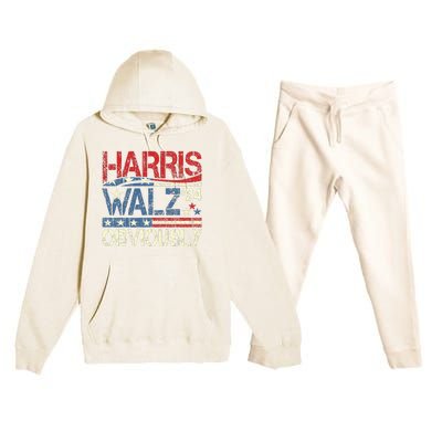 Harris Walz Obviously! Harris Waltz 2024 Election Premium Hooded Sweatsuit Set