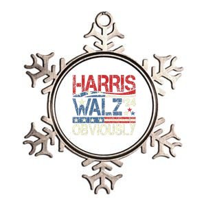 Harris Walz Obviously! Harris Waltz 2024 Election Metallic Star Ornament