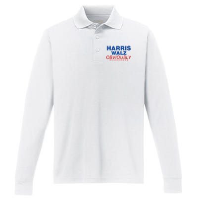 Harris Waltz Obviously 2024 Balz To The Walz Performance Long Sleeve Polo