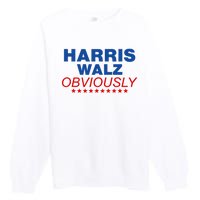 Harris Waltz Obviously 2024 Balz To The Walz Premium Crewneck Sweatshirt