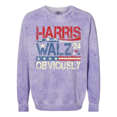 Harris Walz Obviously! Harris Waltz 2024 Election Colorblast Crewneck Sweatshirt