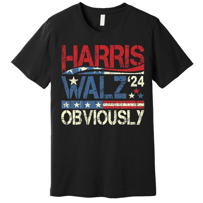 Harris Walz Obviously! Harris Waltz 2024 Election Premium T-Shirt