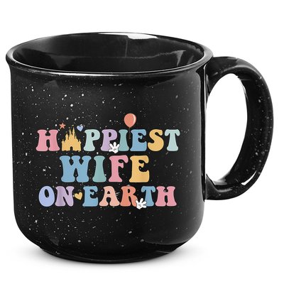 Happiest Wife On Earth Couple Trip Honeymoon Vacation 15oz Campfire Ceramic Mug