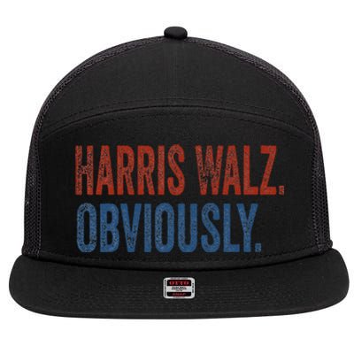 Harris Walz. Obviously.. Kamala Harris Tim Walz 2024 7 Panel Mesh Trucker Snapback Hat