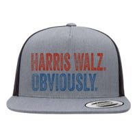 Harris Walz. Obviously.. Kamala Harris Tim Walz 2024 Flat Bill Trucker Hat