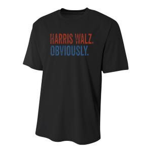 Harris Walz. Obviously.. Kamala Harris Tim Walz 2024 Youth Performance Sprint T-Shirt