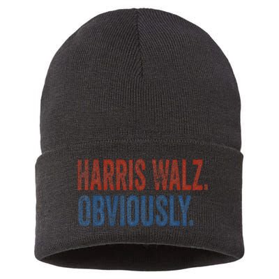 Harris Walz. Obviously.. Kamala Harris Tim Walz 2024 Sustainable Knit Beanie