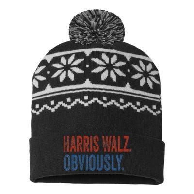 Harris Walz. Obviously.. Kamala Harris Tim Walz 2024 USA-Made Snowflake Beanie