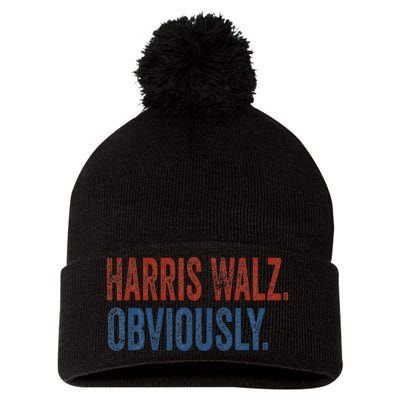 Harris Walz. Obviously.. Kamala Harris Tim Walz 2024 Pom Pom 12in Knit Beanie