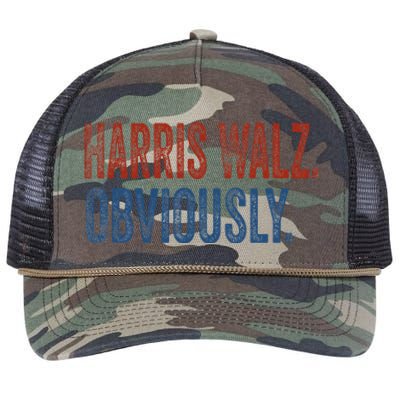 Harris Walz. Obviously.. Kamala Harris Tim Walz 2024 Retro Rope Trucker Hat Cap