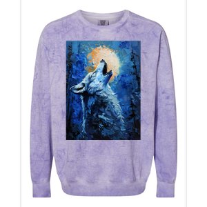 Howling Wolf Oil Painting Colorblast Crewneck Sweatshirt