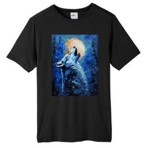 Howling Wolf Oil Painting Tall Fusion ChromaSoft Performance T-Shirt