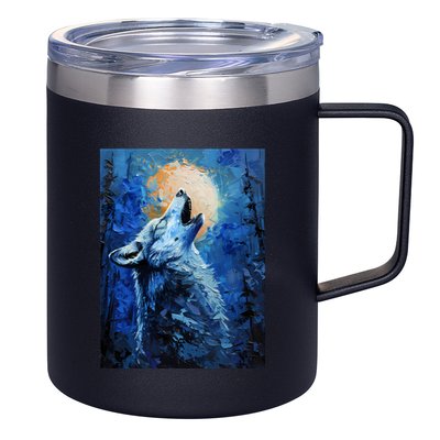 Howling Wolf Oil Painting 12oz Stainless Steel Coffee Mug