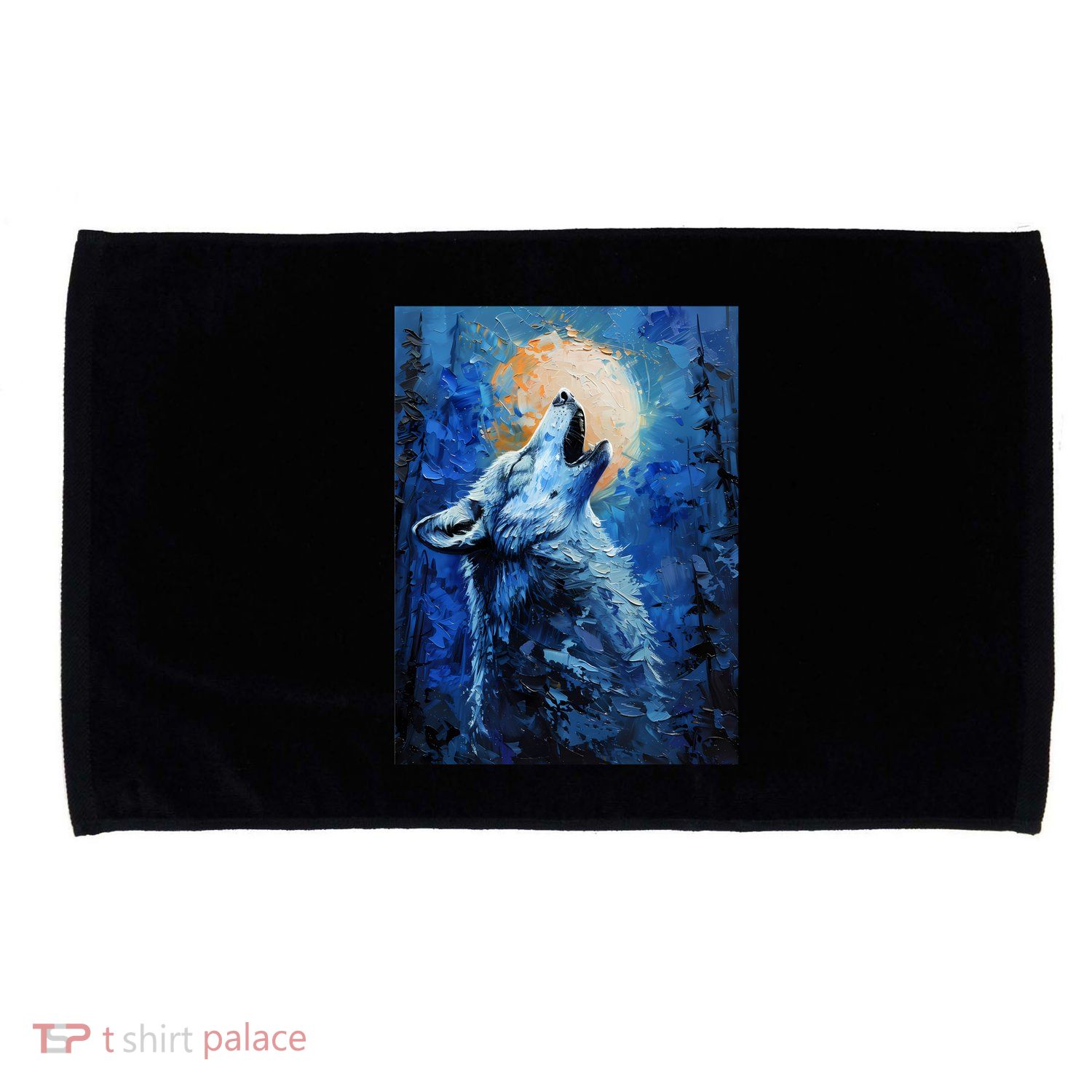 Howling Wolf Oil Painting Microfiber Hand Towel