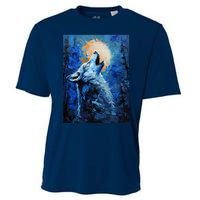 Howling Wolf Oil Painting Cooling Performance Crew T-Shirt