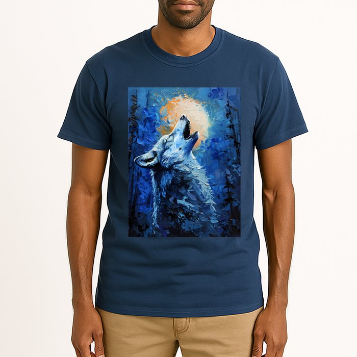 Howling Wolf Oil Painting Tall T-Shirt